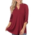thumbnail image 3 of Going Out Tops for Women Plus Size V Neck Short Sleeve Solid Casual Blouse Tops Summer Tops, 3 of 5