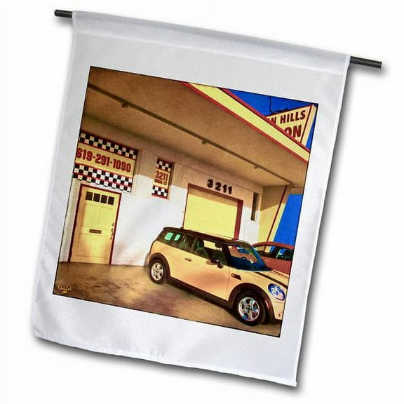 3dRose, Yellow Garage, 12 x 18 inch Garden Flag