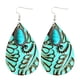 thumbnail image 1 of Vintage en relieve de cuero en forma de gota de agua azul turquesa piedra pendientes colgantes para las mujeres mamá, 1 of 2