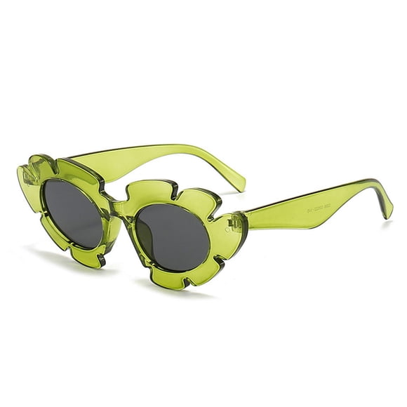 YUANOU Lunettes de Soleil Oeil de Chat Fleur Vintage Lunettes Femmes/hommes Marque de Luxe Lunettes Tournesol Lunettes de Fête (Vert)