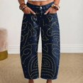 thumbnail image 2 of kaondbfi Women's Print Cropped Pants High Waist Button Fly Casual Loose () Fabric Baggy Trousers with Pockets for Summer, 2 of 6