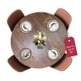 thumbnail image 1 of Laminet Housse de Table Ronde Élastique en Lin Violet, Petit, Bois de Chêne, 1 of 4