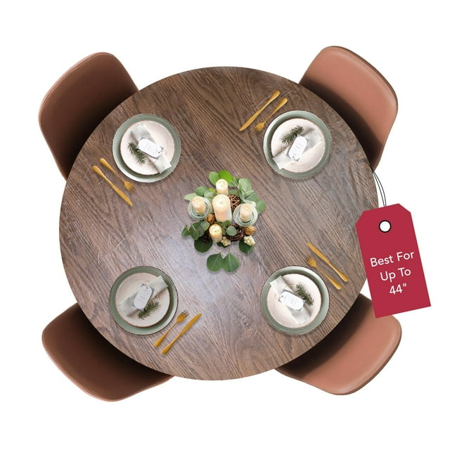 Laminet Housse de Table Ronde Élastique en Lin Violet, Petit, Bois de Chêne