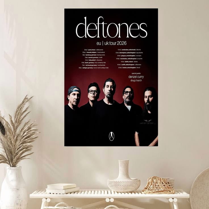 Music Poster Deftones EU And UK Tour 2026 Size 24''x36