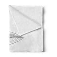 thumbnail image 2 of Beach Soft Flannel Fleece Throw Blanket, Doodle Style Sketch Pattern Monochrome Illustration Ocean and Boat Pencil Drawing, Cozy Plush for Indoor and Outdoor Use, 60" x 80", Black White, by Ambesonne, 2 of 5