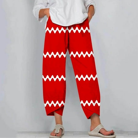 Dwaogom Women s Summer Comfortable And Fashionable Printed Cropped Pants Leggings For Women High Waisted Plus Size Panties