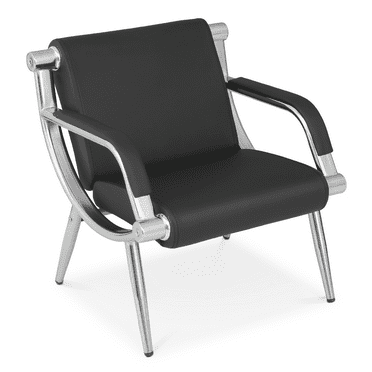 Magshion Waiting Room Reception Chair with Armrest, PU Leather 1 Seat Office Guest Chair Seat for Salon Airport Bank, Black