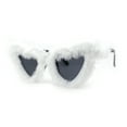 thumbnail image 2 of Womens Masquerade Fur Covered Heart Shape Cat Eye Sunglasses White, 2 of 4