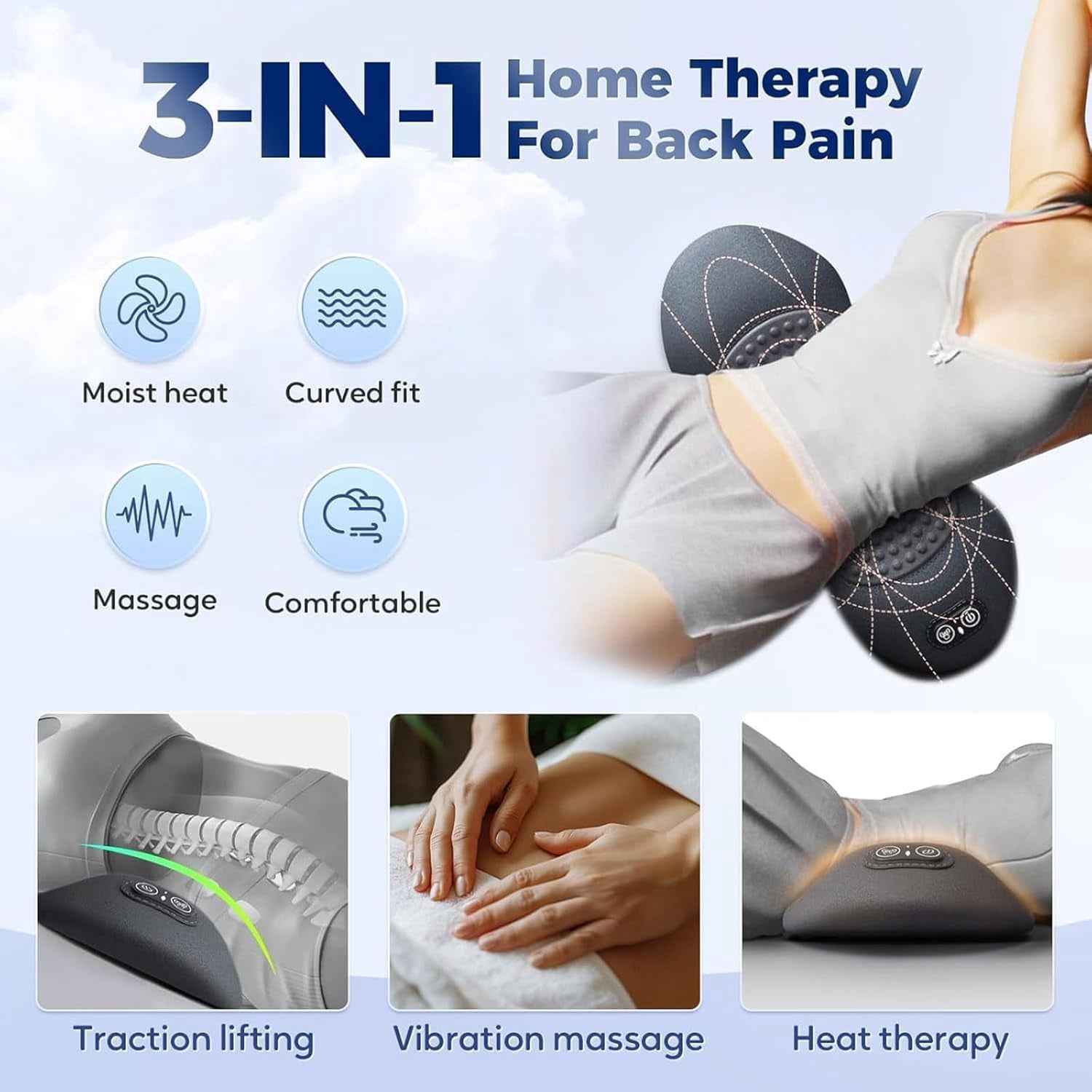 Smooth Spine Triple Fusion Back Massager, 2025 Upgraded 3 in 1 Back Massager, Massage Relaxer for Neck, Shoulders and Back Suitable for Pain Relief (#A)