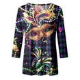 thumbnail image 4 of PMUYBHF T-Shirt Imprimé Joyeuses Fêtes Manches 3/4 Col Rond Blouse 3806 m, 4 of 5