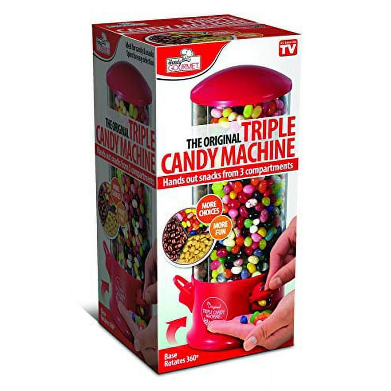 Handy Gourmet The Original Triple Candy Machine - Fun Candy & Nut Dispenser  - New & Improved (Blue) - 360 Degree Selection