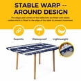 thumbnail image 4 of Christmas Elk Table Cloths for 6 Foot Rectangle Tables, Xmas Snowflakes Vintage Navy Blue Geometric Art Patio Waterproof Elastic Fitted Tablecloths, Washable Rectangular Table Cover for Camping, 4 of 8