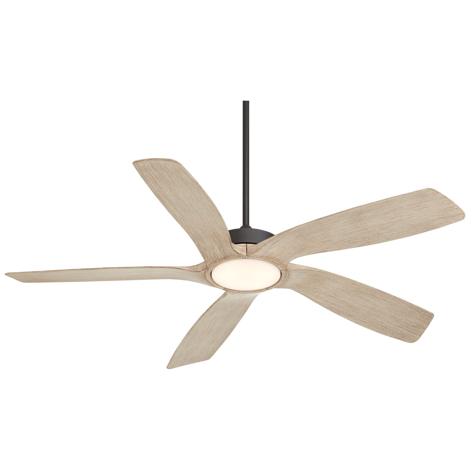 Casa Vieja 56" Mach 5 Indoor Outdoor Ceiling Fan 5 Blade LED Light Remote Control Matte Black Finish Distressed White Oak Blades Damp Rated