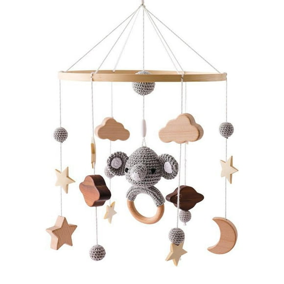 Montessori Baby Crib Mobile Hanging Bed Bell Toy for Girls Boys Infant Ceiling Elephant