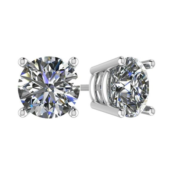 Nana Stud Earrings-Sterling Silver & Hypoallergenic Stainless Steel Post Round Cut Pure Brilliance Zirconia 5.25mm (1.00cttw) White Gold Plated