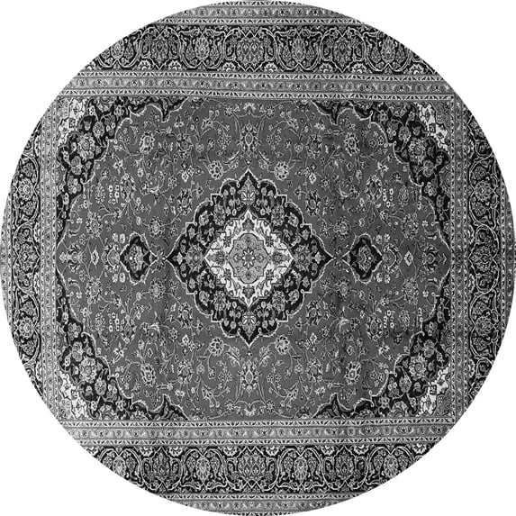 Ahgly Company Indoor Round Medallion Gray Traditional Area Rugs, 4' Round