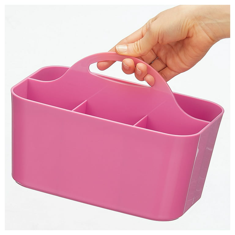 mDesign Plastic Shower Caddy Storage Organizer Basket with Handle, Light  Pink