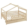 thumbnail image 3 of Full Size Wooden House Bed With Two Drawers, Natural, 3 of 9