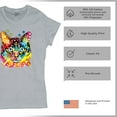 thumbnail image 4 of Tee Hunt Dean Russo Eyes Cat T-Shirt Neon Colorful Cute Kitten Women's T-Shirt Tee, Gray, X-Large, 4 of 5