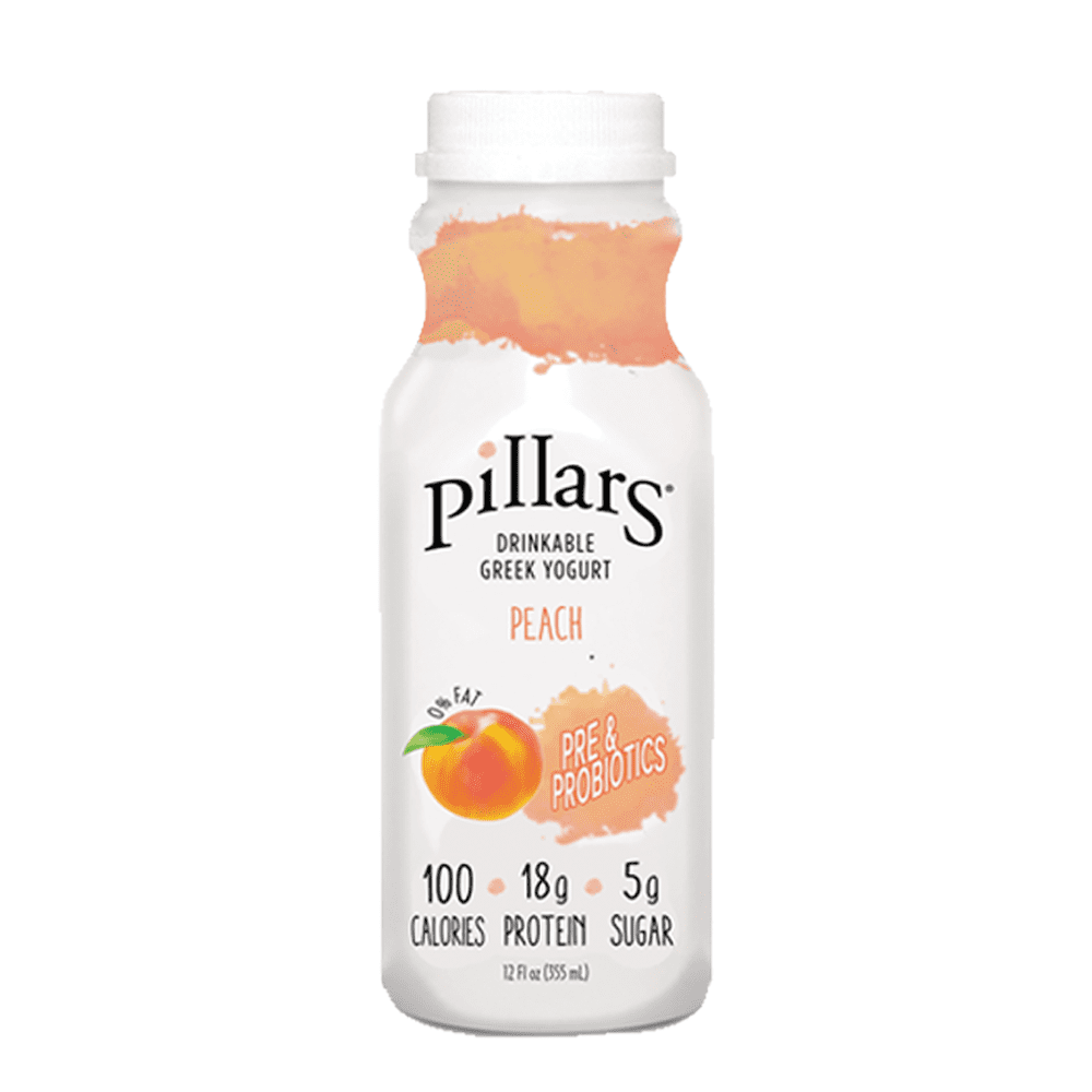 Pillars Nonfat Greek Yogurt Protein Drink with Probiotics, Peach, 12oz