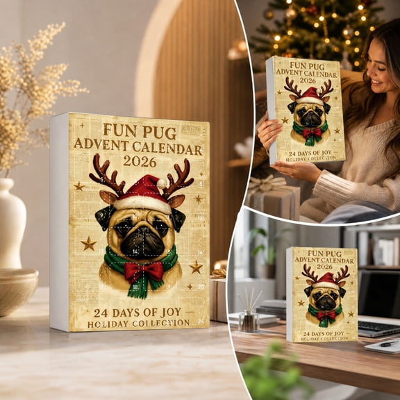 Christmas Countdown Calendar, Skateboard Dog Acrylic Holiday Decoration with Adjustable Numbers, Reusable Festive Countdown Ornament for Home Display