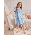 thumbnail image 3 of Oudiya Girls Short Sleeve Nightgown Silk Satin Pajama Dress Soft Princess Sleepwear for Kids 6-14Y, 3 of 6