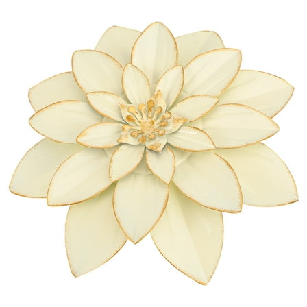 Decorative Flower Craft for Daily Home Decor Beige Metal Wall Hanging Flowers 1Pc