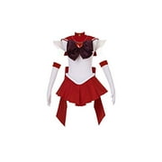 OURCOSPLAY Women's Sailor Moon Hino Rei SuperS Mars Cosplay Costume Dress 7 Pcs Set (Women L) Red