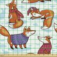 thumbnail image 2 of Ambesonne Fox Fabric by the Yard Upholstery, Animals in Winter Sweaters, 1 Yard, Multicolor, 2 of 5