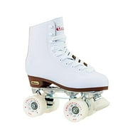 Chicago Skates Women's and Girl's Premium Leather Lined Rink Roller Skate - Classic White Quad Skates