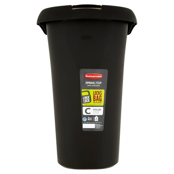 Rubbermaid Liner Lock Fits Lid Spring Top 8 Gal Trash Can