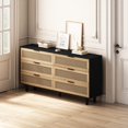 thumbnail image 2 of 59.06" 6- Drawers Rattan Storage Cabinet for Living Room Black, 2 of 5