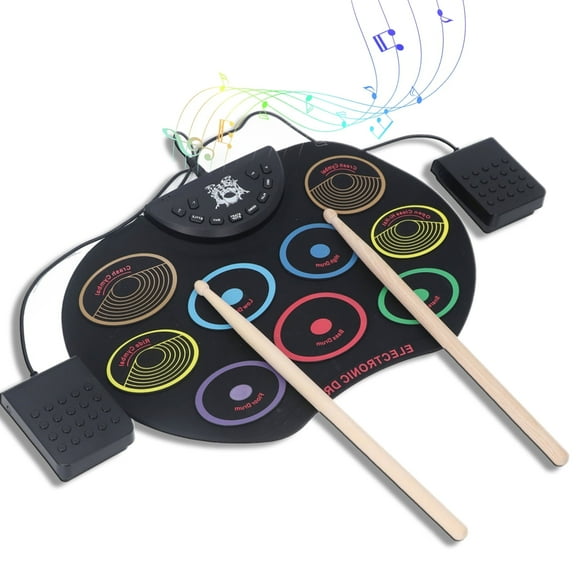 Electronic Drum for Gift 9 Pads Silent Electric Drum Pad with Drumsticks Pedals Speaker Headphone Jack