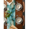 thumbnail image 2 of Ldtrchee Teal Marble Table Runner 120 Inches, Luxury Ink Painting Abstract Modern Bed Runner Dresser Scarves Tabletop for Indoor Outdoor Parties/Ceremony/Banquet, 13"x 120", 2 of 8