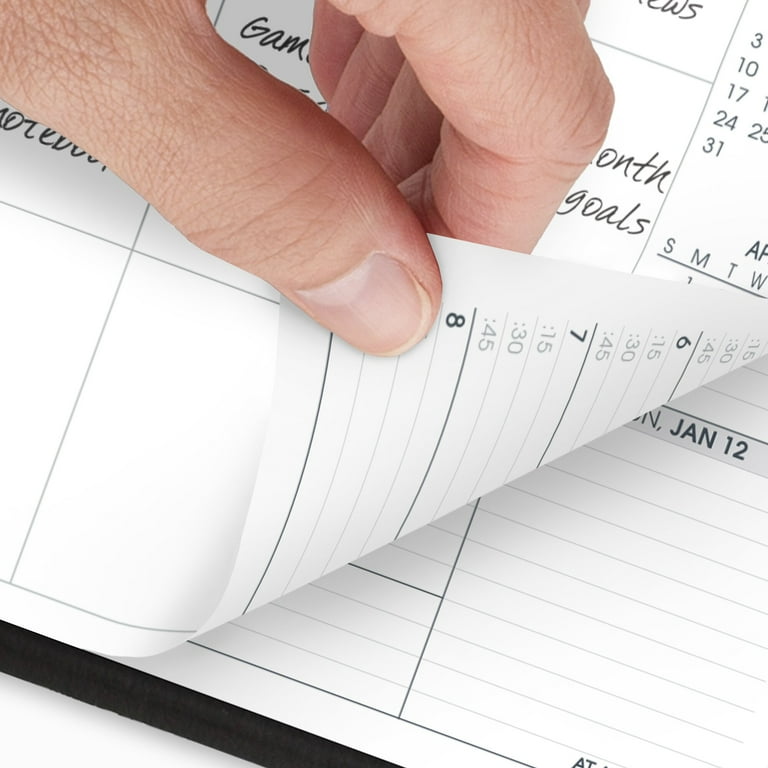 Triple View Weekly Vertical-Column Format Appointment Book, 11 x 8.25, Black Cover, 12-Month (Jan to Dec): 2024