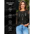 thumbnail image 6 of DOKOTOO Beach Cover Ups for Women Hollow Out Tops Summer 3/4 Sleeve Knit Tops Lightweight Crewneck Crochet Shirts, 6 of 8