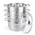 thumbnail image 5 of STPgoods 3-Tier Stainless Steel Steamer Pot with Glass Lid 12.68 Qt (12 L) Dumpling Steamer Pot Multi-Layer Cookware Pot, 5 of 9