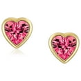 thumbnail image 2 of Bling Jewelry Womens Tiny Red Bezel Set Heart CZ Stud Earrings Real 14K Yellow Gold Screw back, 2 of 6