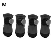 Dog Winter Shoes Black Waterproof, Reflective Rubber Rain Boots 4 Pack 1.6x1.8 Inch, Non Slip Sole, Cold Weather Paw Gear, Pug Boston Terrier Hiking, Salt Protection, Muddy Terrain Safety