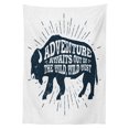 thumbnail image 3 of Ambesonne Adventure Tablecloth Rectangular Table Cover, Tribal Words Trees, 60"x90", Petrol Blue White, 3 of 4