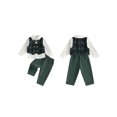 thumbnail image 2 of Cjfdfy Toddler Baby Boy Christmas Gentleman Outfit Button Long Sleeve Shirt With Bow Tie And Plaid Vest Elastic Pants 3Pcs Kids Cute My First Christmas Fall Winter Formal Outfits 6M-8Y, 2 of 9