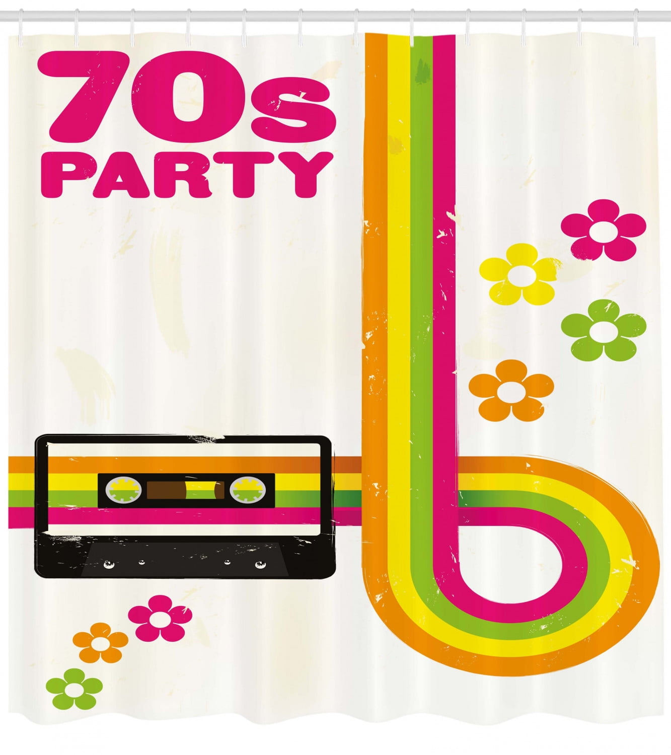 70s Party Decorations Shower Curtain Party Flyer Inspired Cute