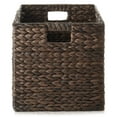 thumbnail image 4 of Casafield 12" x 12" Water Hyacinth Storage Baskets, Espresso - Set of 2 Collapsible Cube Organizers, Woven Bins for Bathroom, Bedroom, Laundry, Pantry, Shelves, 4 of 8