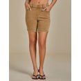 thumbnail image 4 of Pantalones cortos Luvamia Jean para mujer, sin cordones, talle medio, marrón caramelo, 4 of 8