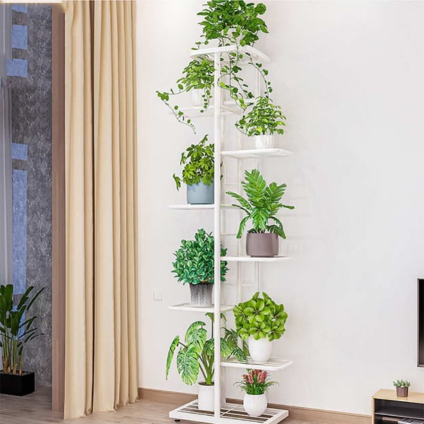 Qinaqin 8 Tiers Metálico Plant Soporte Indoor Outdoor 9 Potted cm de Alturaolders Tiered Estante Flower Profundidadisplay Rack para Corner Iiving Sala Balcony Patio