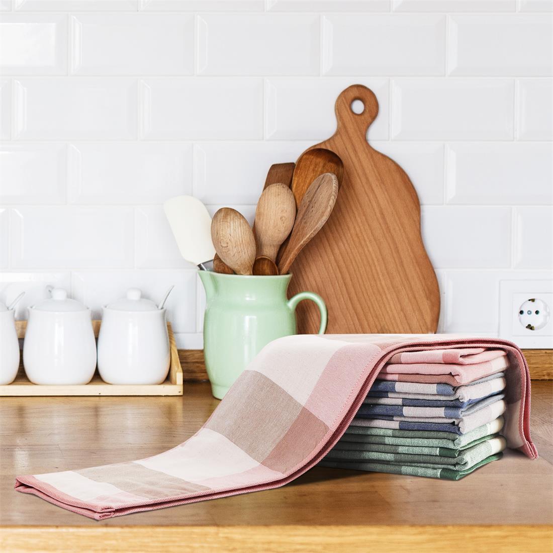 Unique Bargains 6-Pack 100% Cotton Absorbent Kitchen Towels 13" x 29" Mixed Color