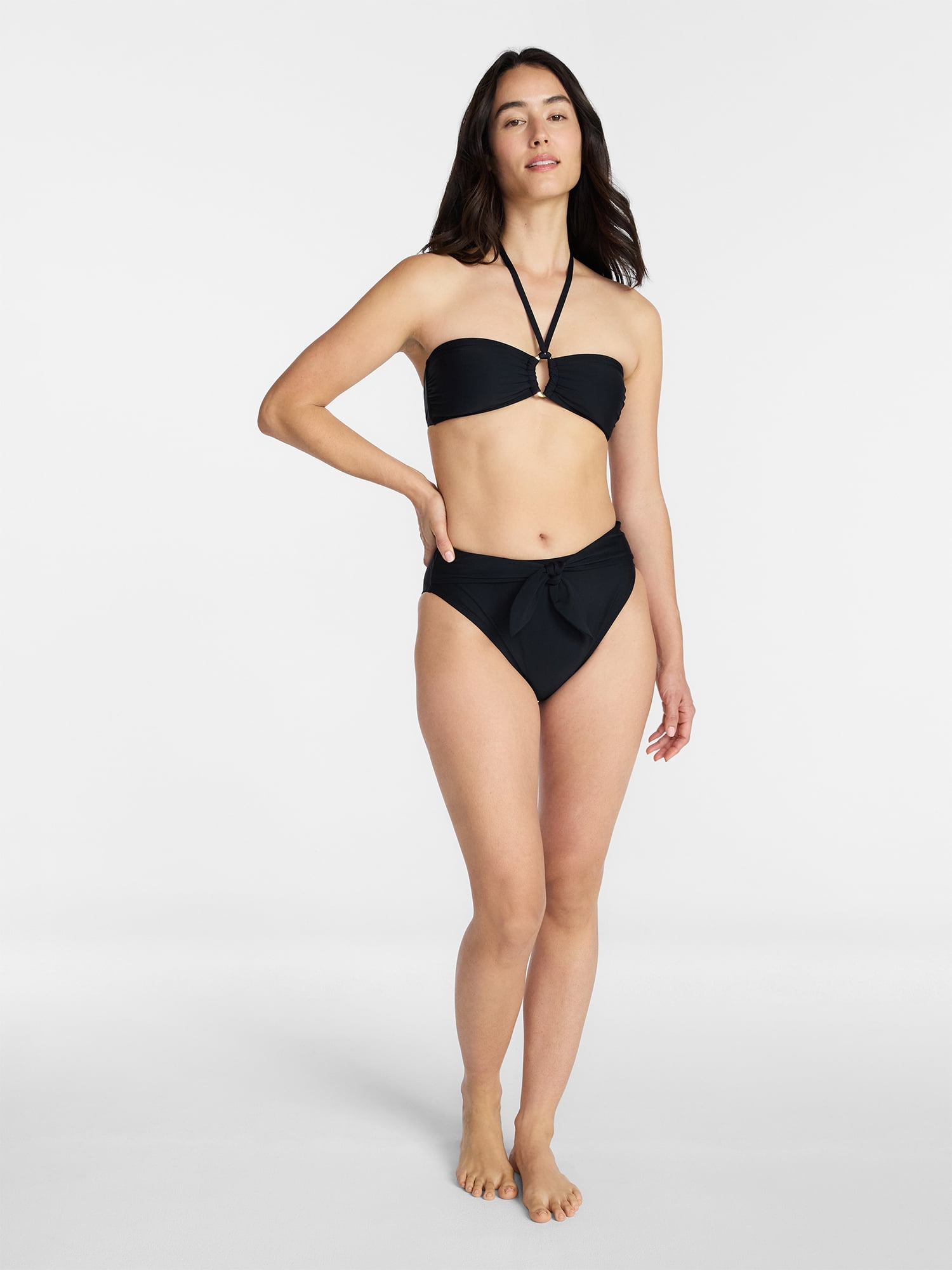 Time and Tru Women's and Women's Plus Tie Front High Leg Bottom