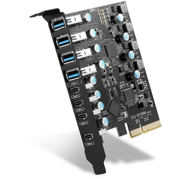 YEELIYA 8-Ports USB PCIe Card 10Gbps Bandwidth PCI Express (4X USB C-4x USB A) Expansion Card,USB to PCIe Adapter Support Desktop PC for Windows 7/8/10/Linux and MAC OS