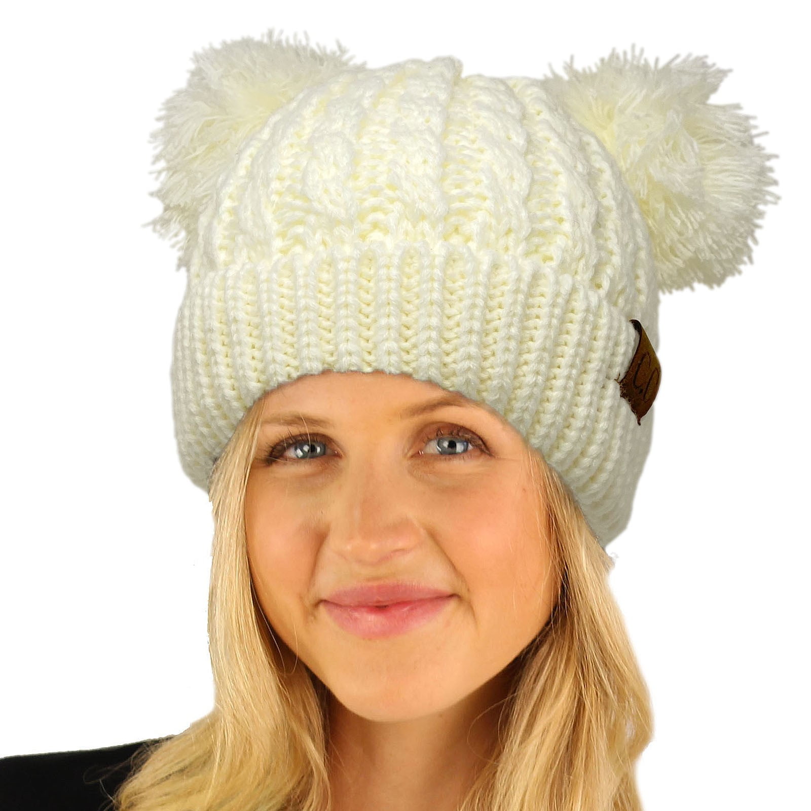 CC Winter Cute 2Pom Pom Ears 2tone Soft 