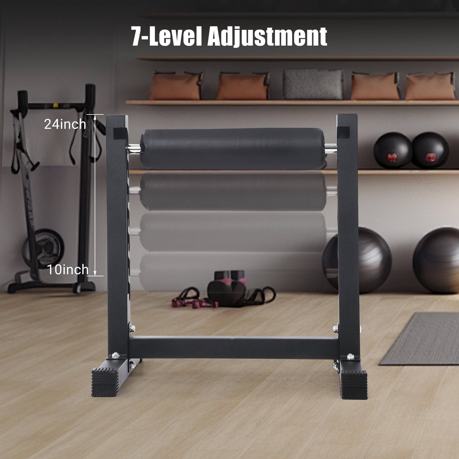 QinaQin Bulgarian Split Squat Stand, 7 Level Adjustable Single Leg Squat Rack with Wheels, 350 Lb Capacity for Home Gym